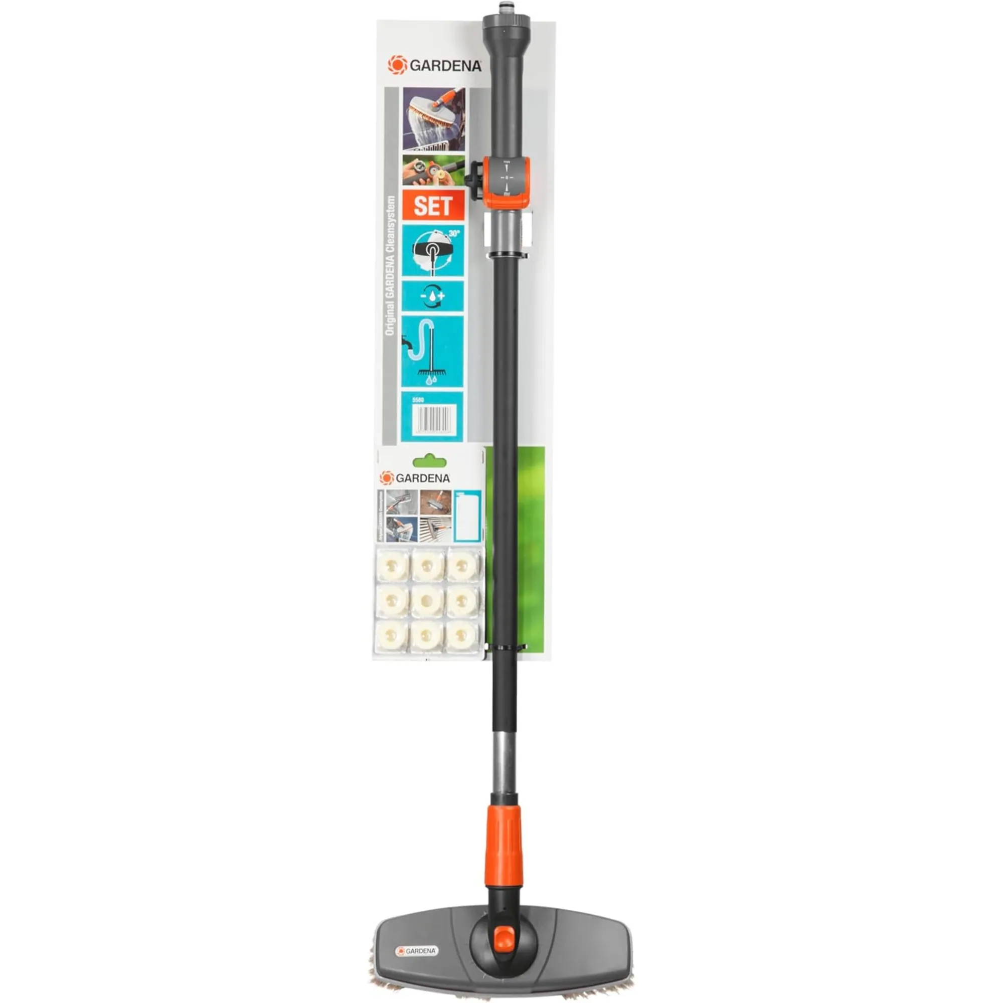 Gardena Autowaschbürste Set, 3-teilig, verstellbarer Wasserstiel, inklusive Shampoo
