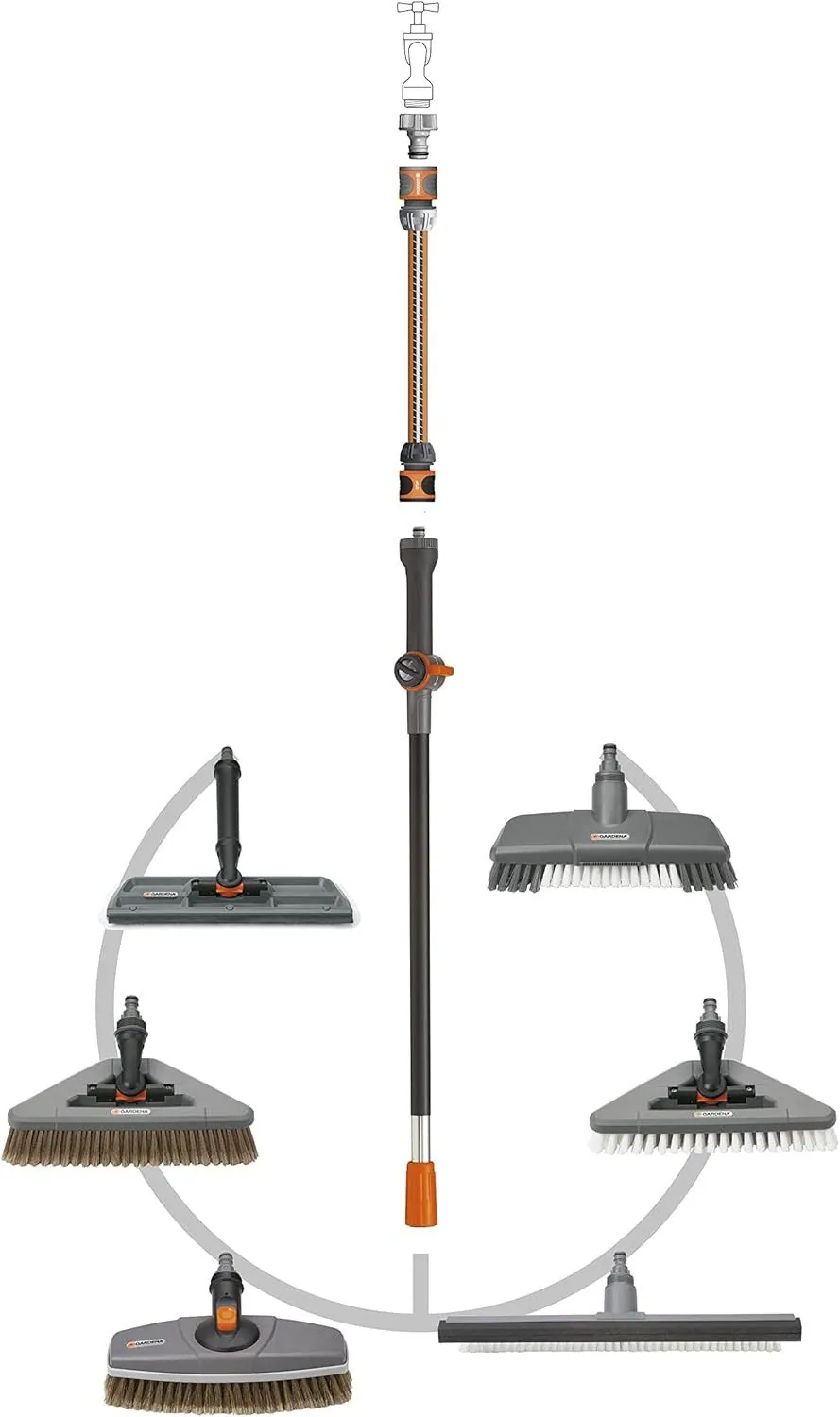 Gardena Autowaschbürste Set, 3-teilig, verstellbarer Wasserstiel, inklusive Shampoo 2