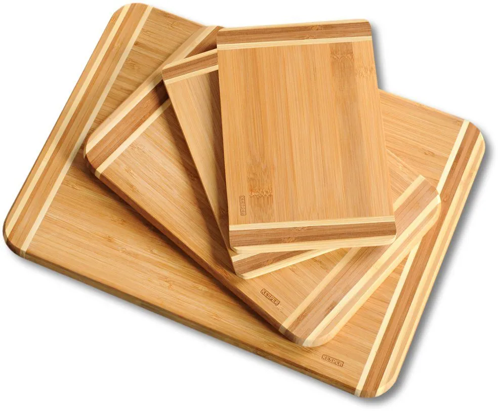 Kesper Schneidebrett Set, Bambus, 4-teilig — vielseitig, langlebig, messerschonend