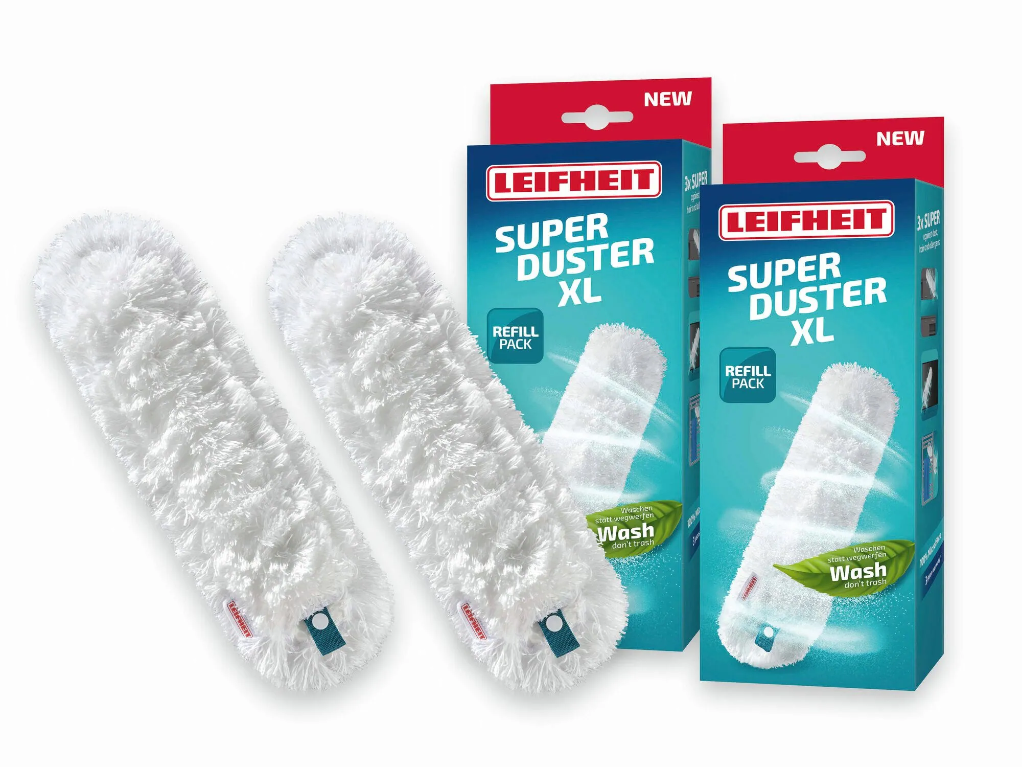 Leifheit SUPERDUSTER XL Staubbezüge, langlebig, waschbar, starke Reinigung — 2er Set