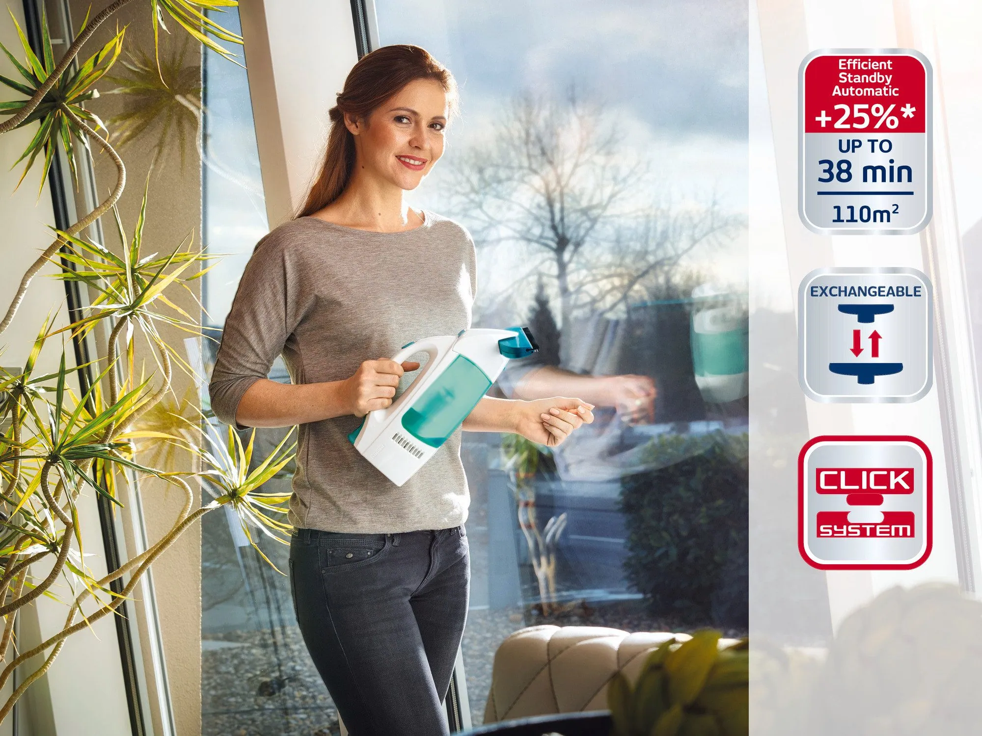 Leifheit Fenstersauger Dry & Clean, streifenfreies Absaugen, 38 Minuten Laufzeit 3