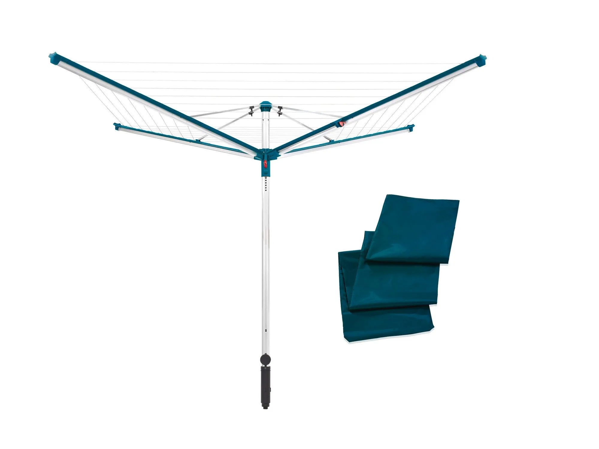 Leifheit Linomatic 500 Deluxe Cover, 50m Leinenlänge, Easy-Lift-System, schmutzgeschützte Leinen