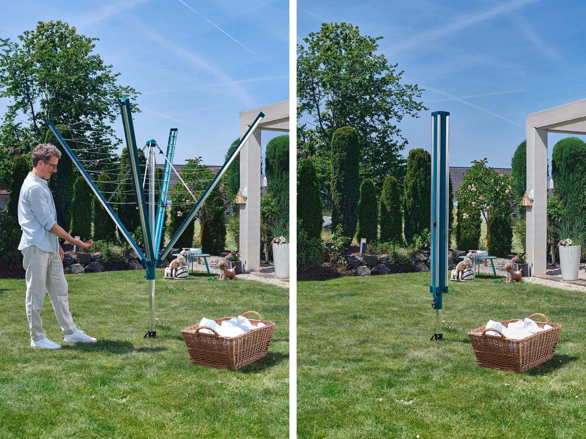 Leifheit Linomatic 500 Deluxe Cover, 50m Leinenlänge, Easy-Lift-System, schmutzgeschützte Leinen 4