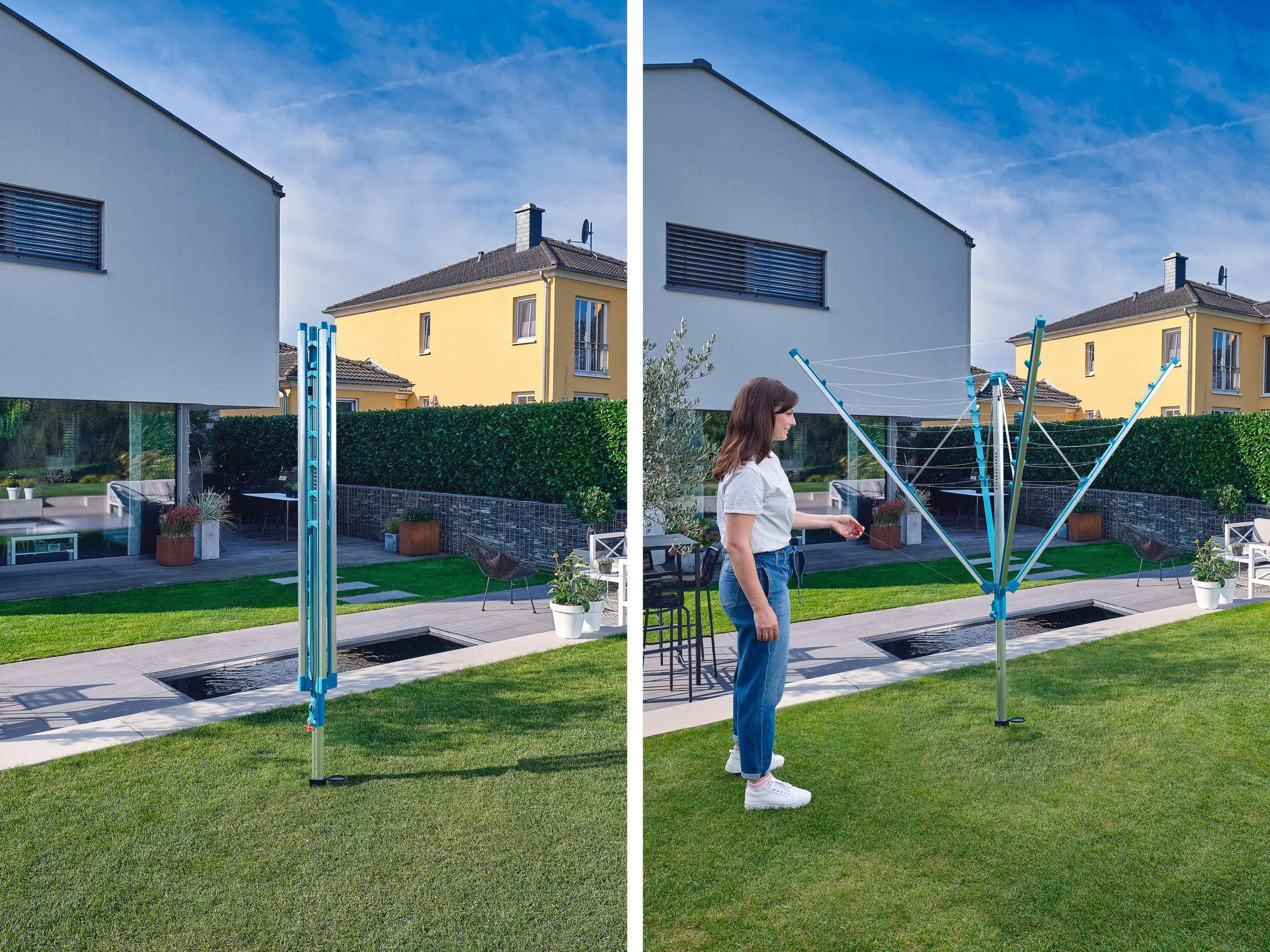 Leifheit Linomatic 400 Easy Wäschespinne, 40m Leinenlänge, Leinenautomatik, Easy-Lift-System 4