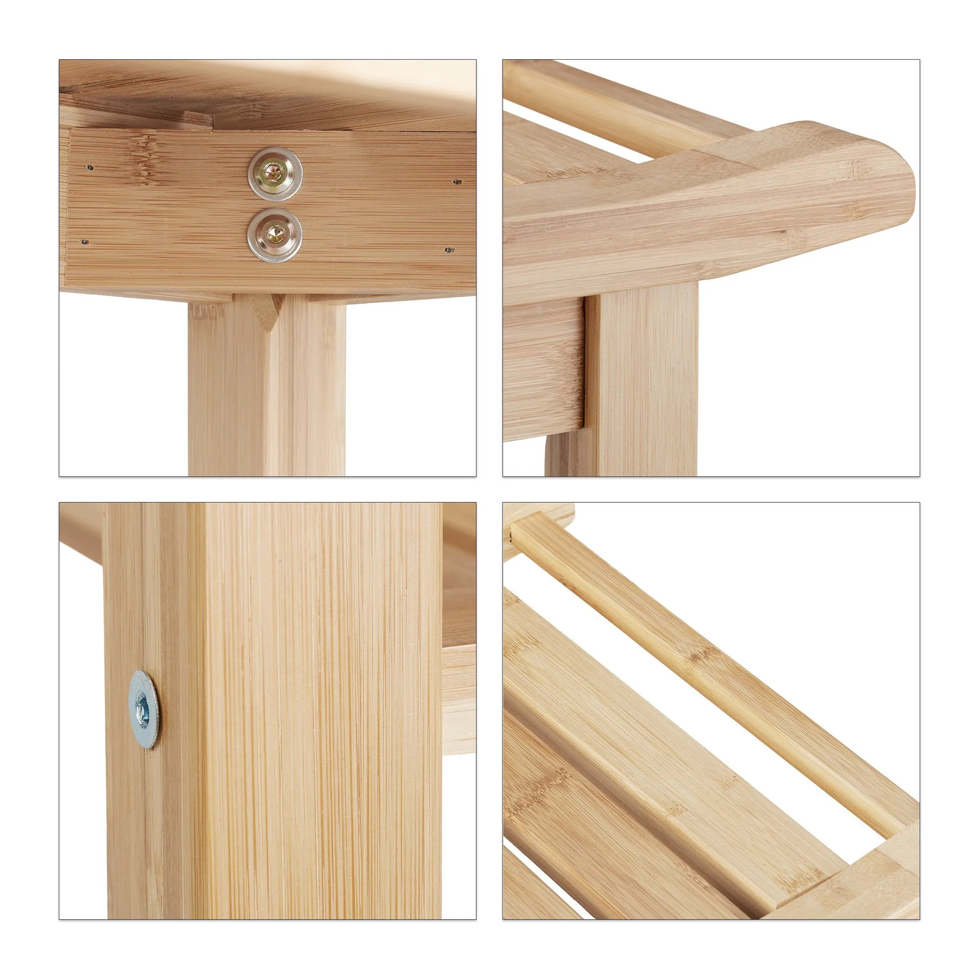 Relaxdays Badezimmerbank Bambus, stilvolles Design, hohe Traglast, platzsparend 3