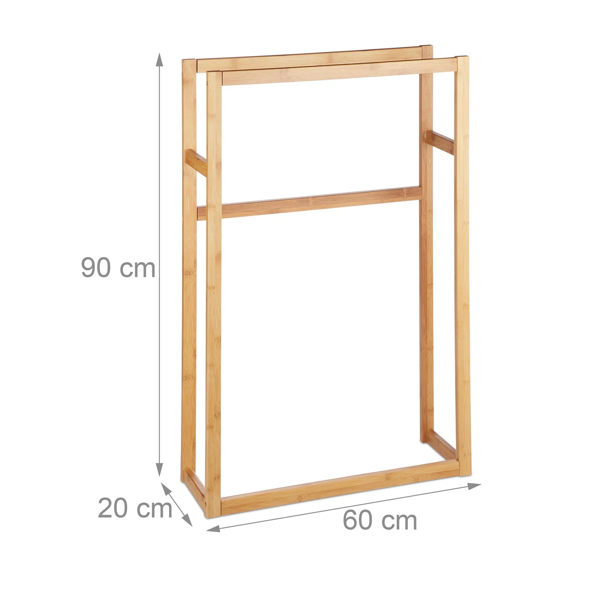 Relaxdays Handtuchständer Bambus, platzsparend, 3-armig, flexibles Design 4