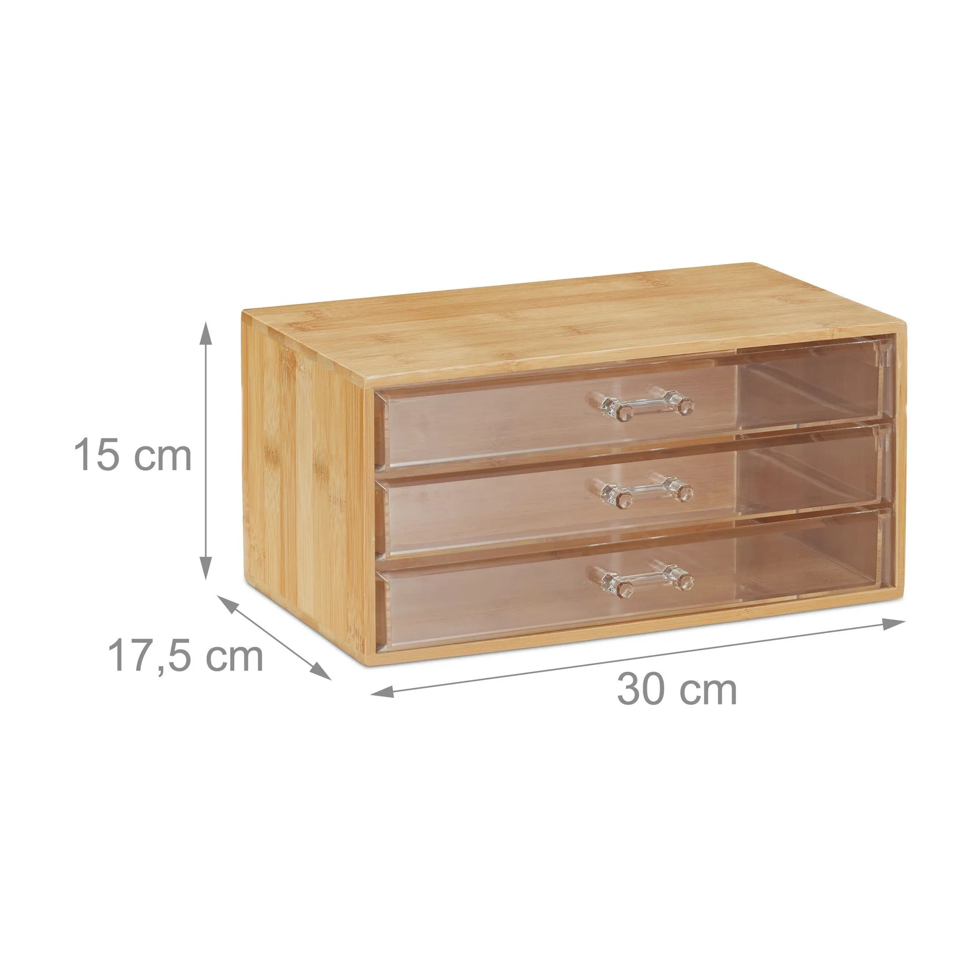Relaxdays Make-Up Organizer, 3 Schubladen, aus Bambus und Kunststoff 4