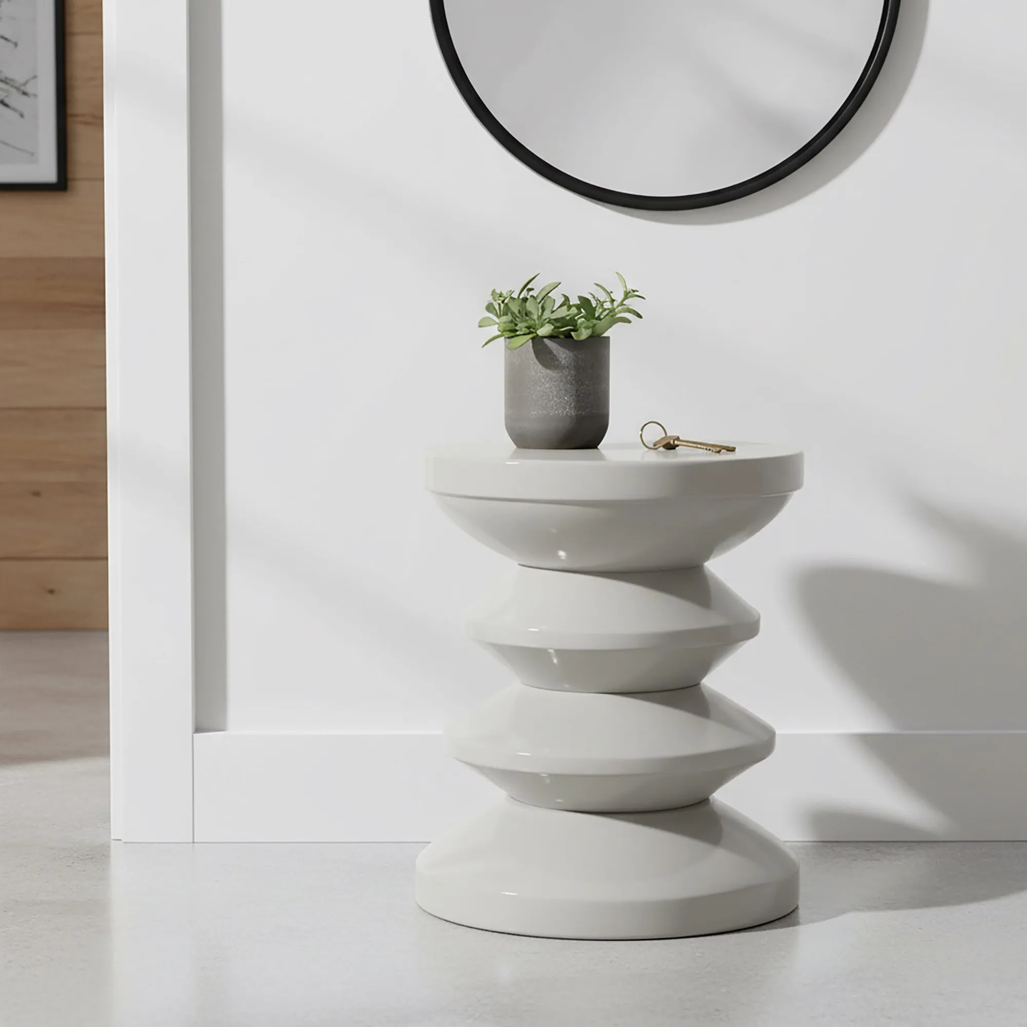 Relaxdays Beistelltisch Zick Zack, modernes Design, multifunktional, hellgrau 2