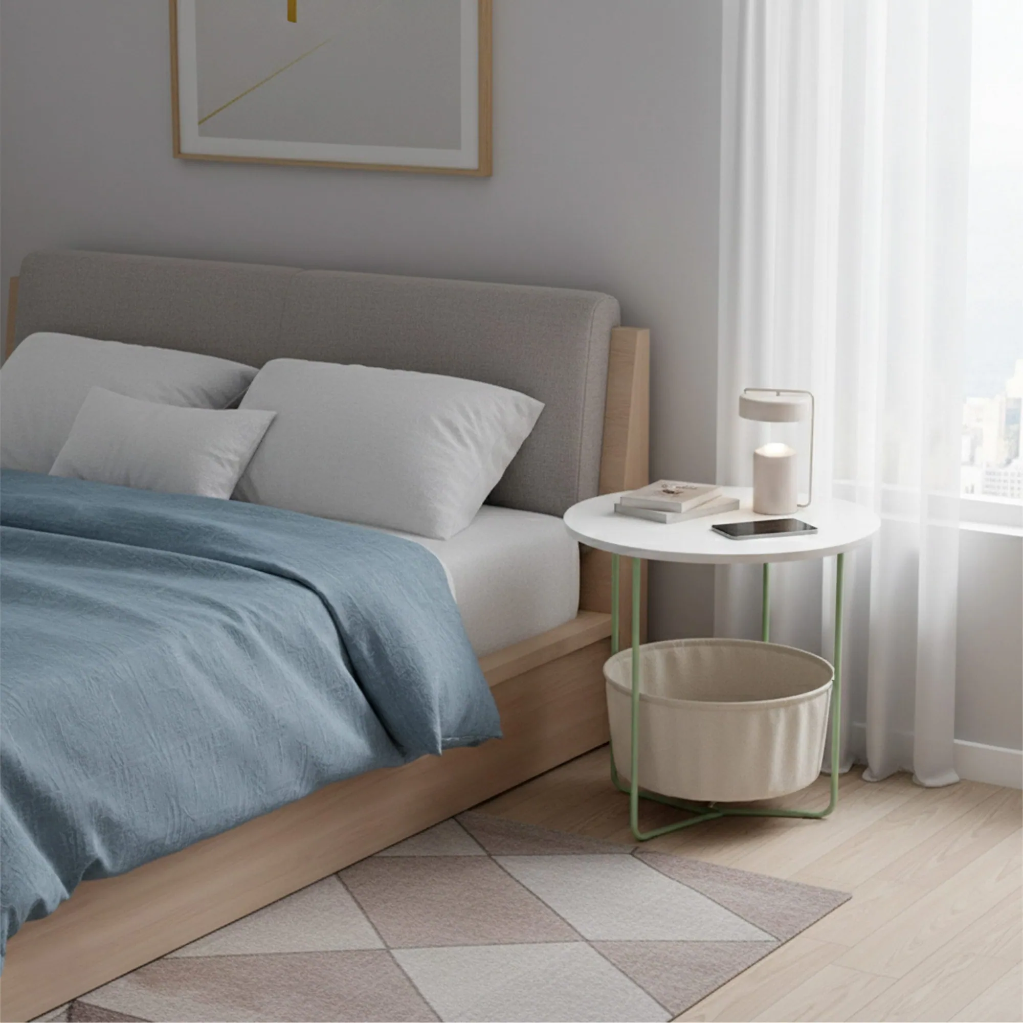 Relaxdays Beistelltisch, runder Tisch mit Stauraum, stabil und vielseitig 3