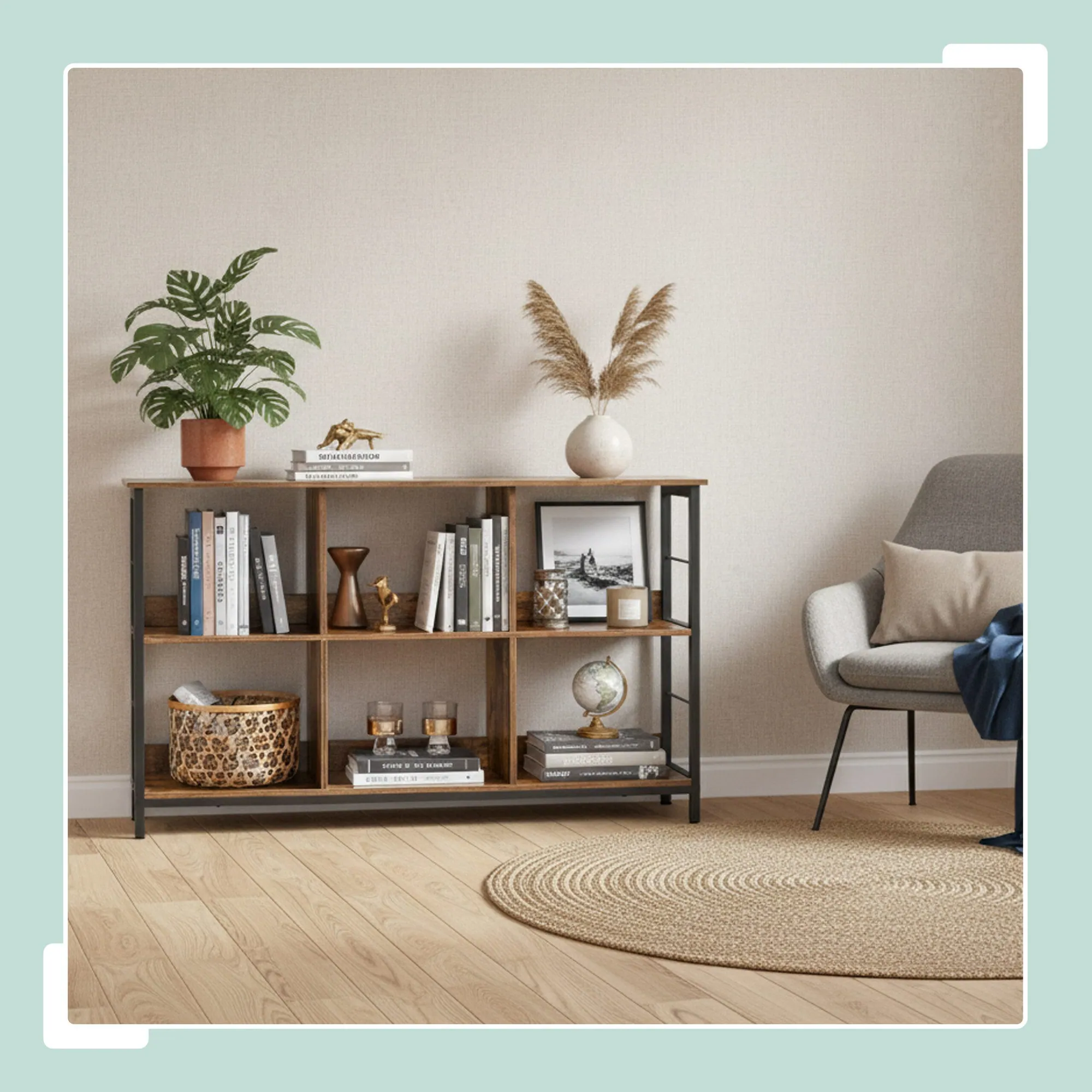 Relaxdays Standregal Industrial Regal, 6 Fächer, rustikales Design 2