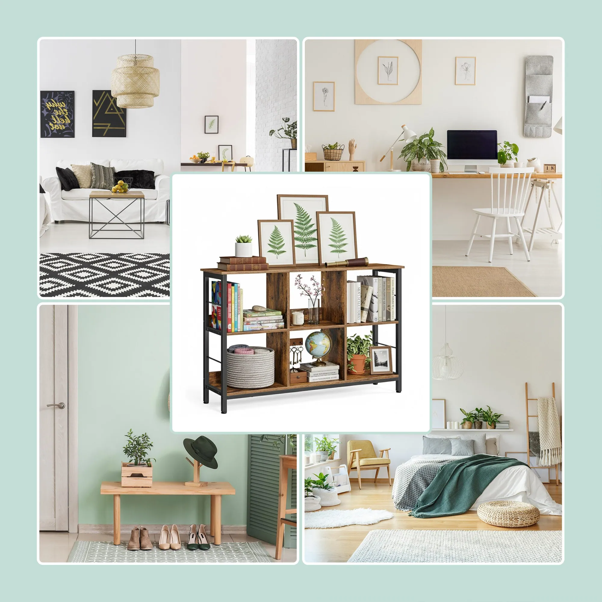 Relaxdays Standregal Industrial Regal, 6 Fächer, rustikales Design 3