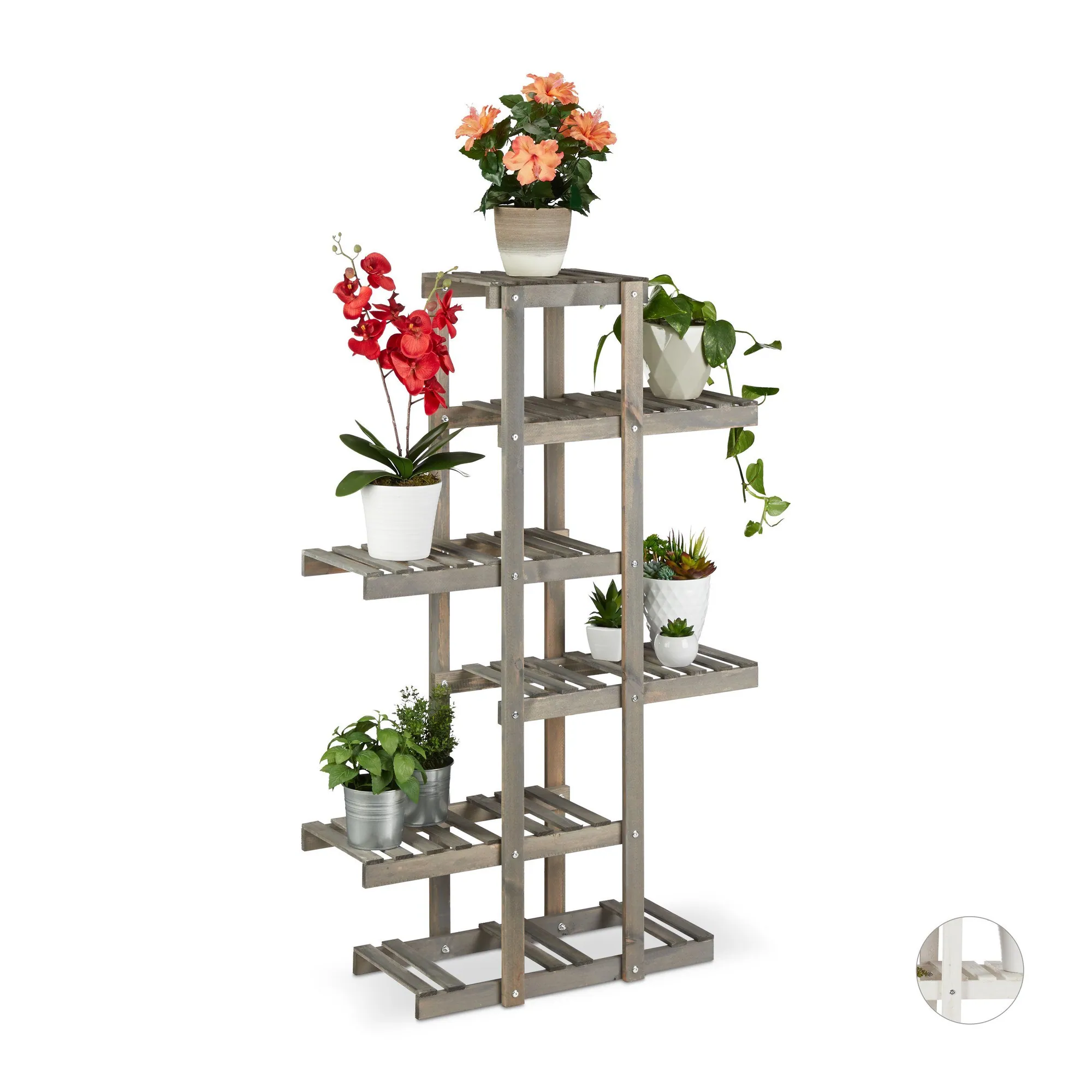 Relaxdays Blumenständer Holz 5 Ebenen, dekorativ und platzsparend