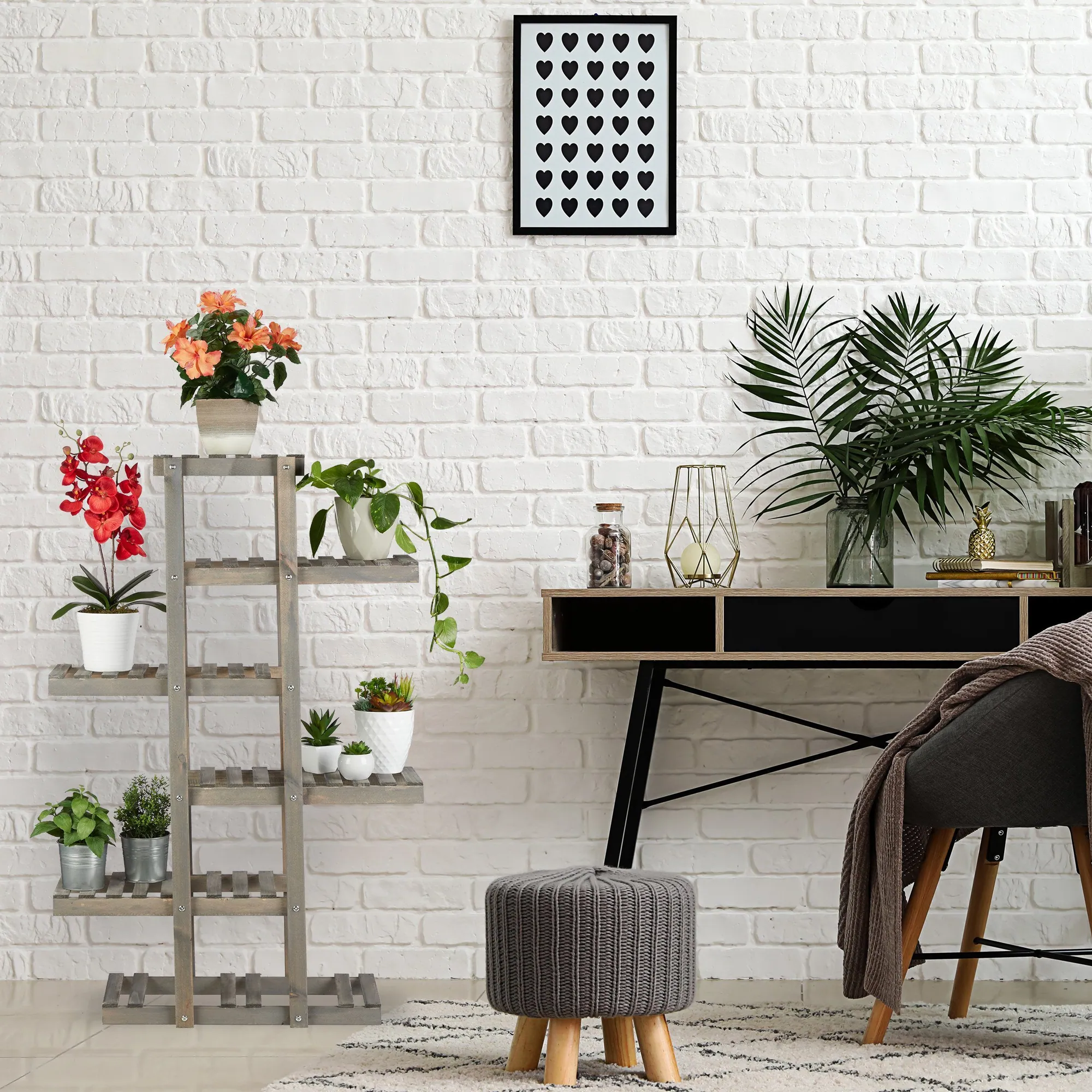 Relaxdays Blumenständer Holz 5 Ebenen, dekorativ und platzsparend 2