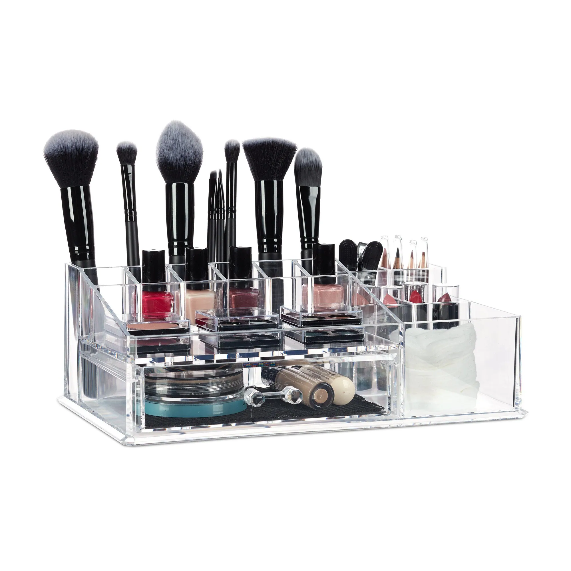 Relaxdays Make-Up Organizer, 16 Fächer, transparent — vielseitig, kompakt, leicht zu reinigen