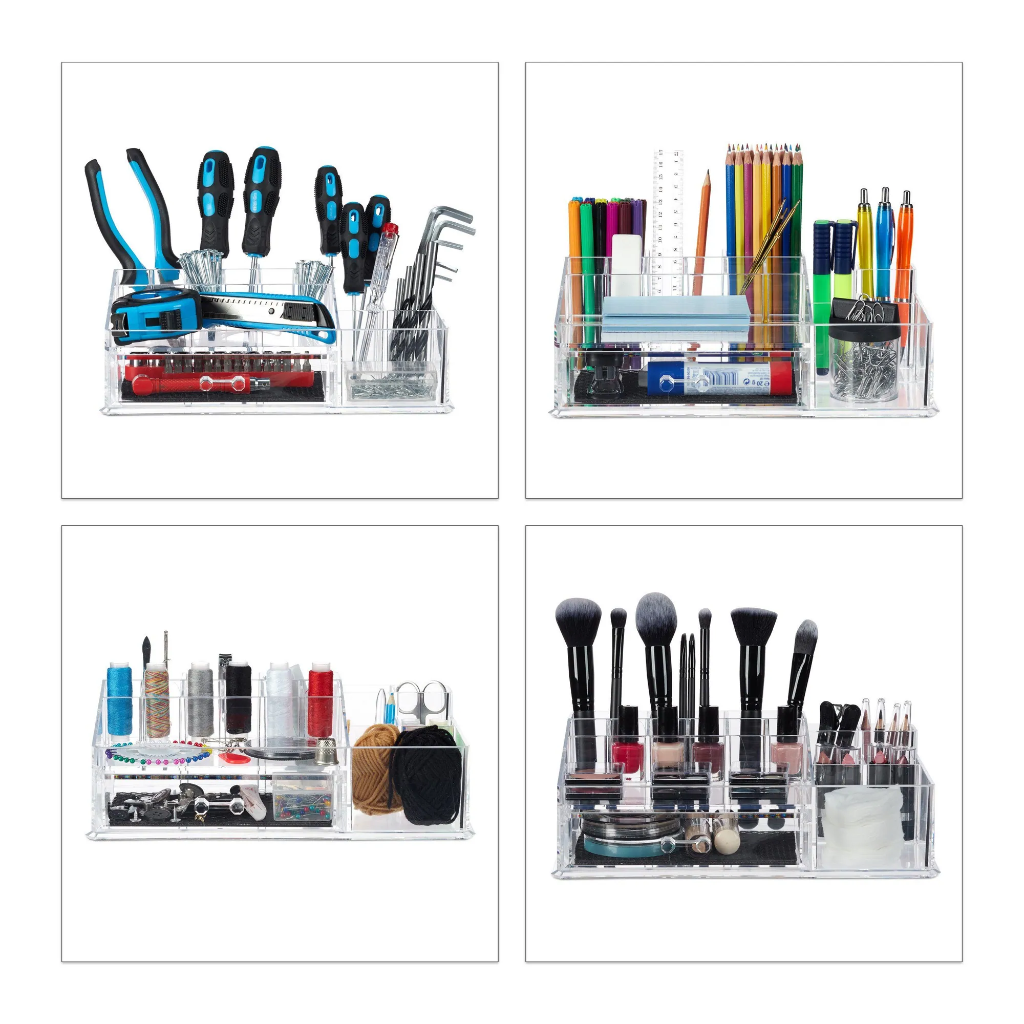 Relaxdays Make-Up Organizer, 16 Fächer, transparent — vielseitig, kompakt, leicht zu reinigen 3