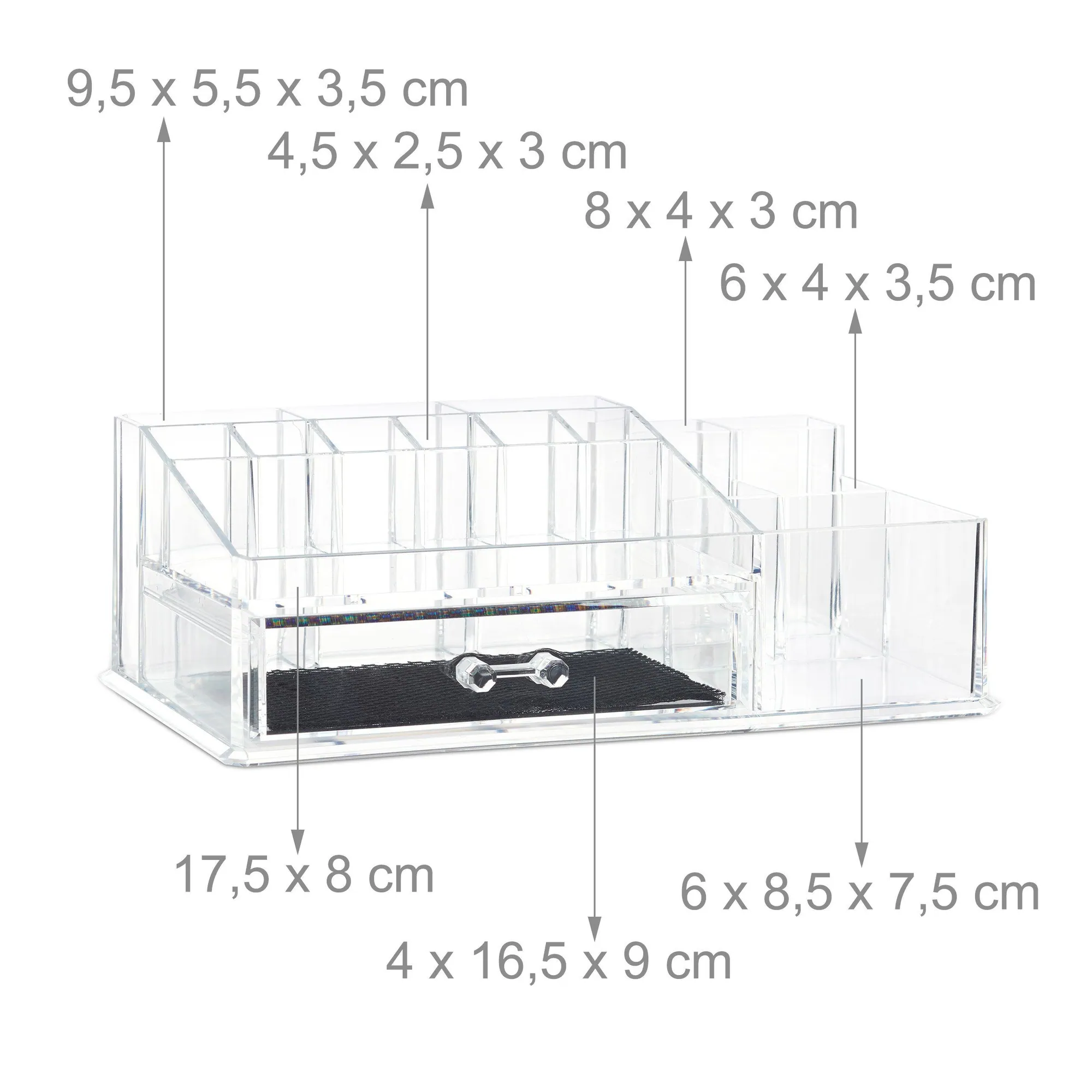 Relaxdays Make-Up Organizer, 16 Fächer, transparent — vielseitig, kompakt, leicht zu reinigen 5
