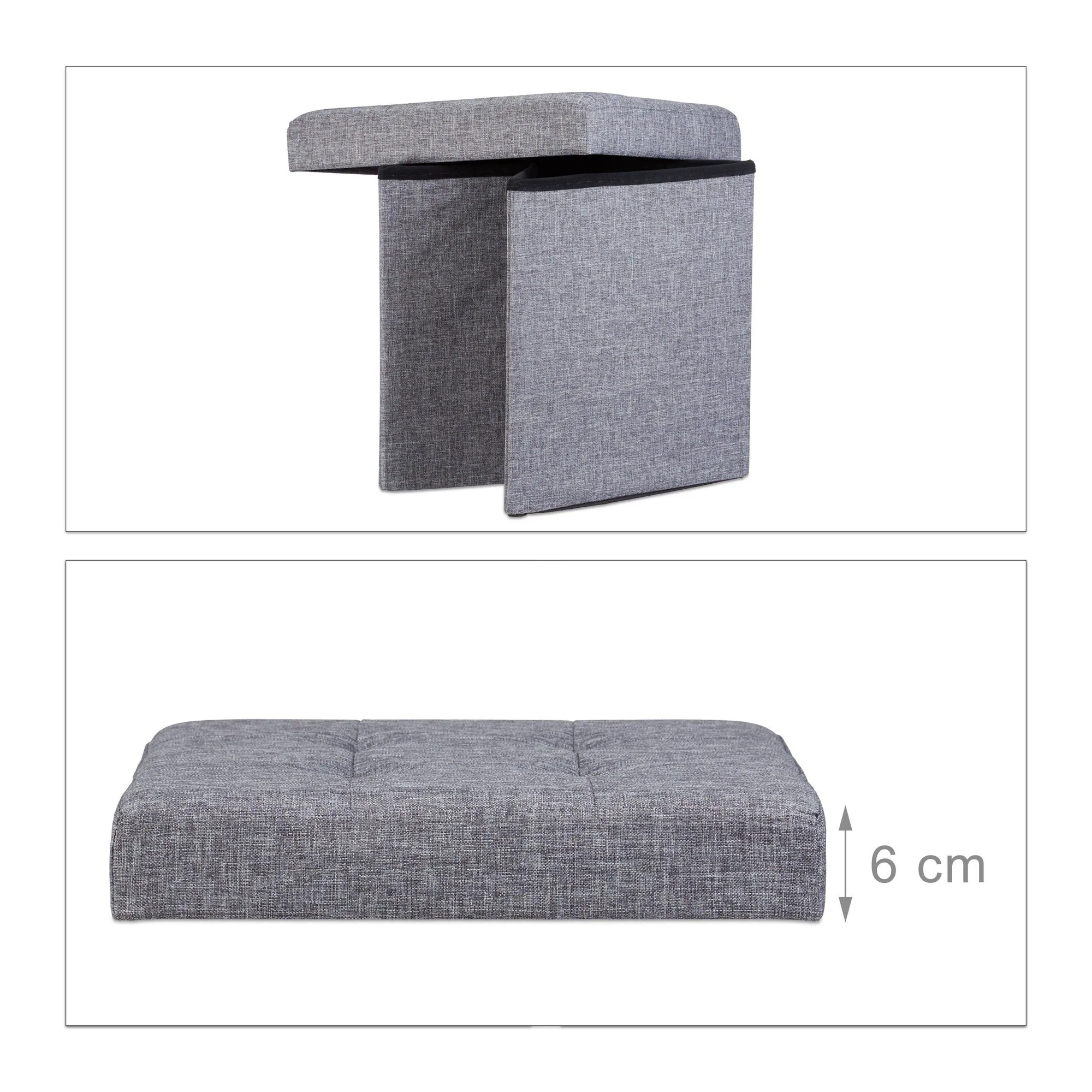 Relaxdays Faltbarer Sitzhocker, praktischer Stauraum, modernes Design 5