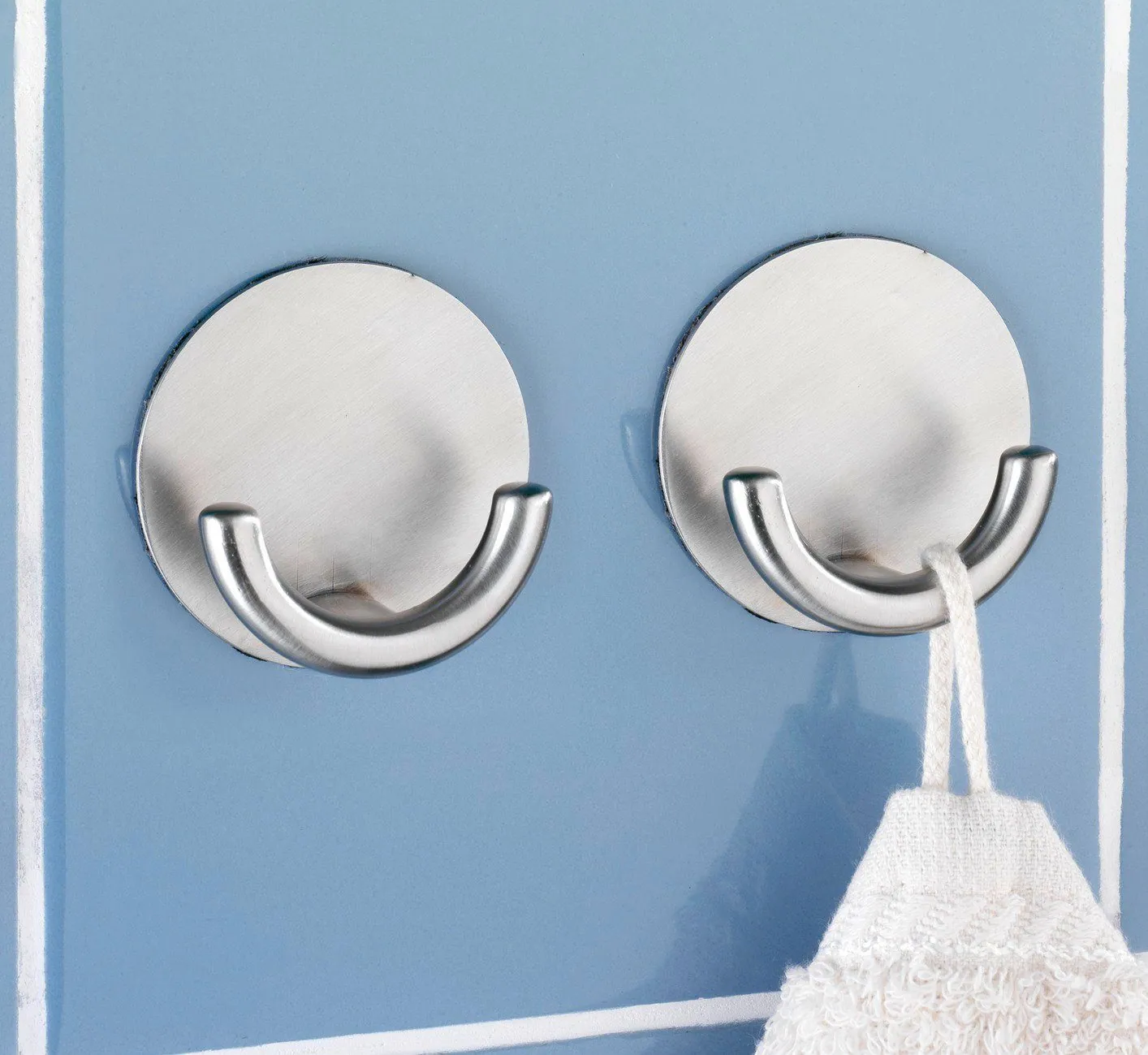 WENKO Wandhaken Rondo, Set mit 4 Stück, rostfreier Edelstahl, selbstklebend 3