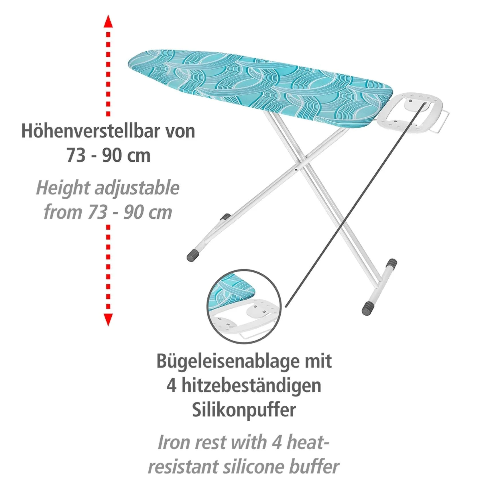 WENKO Bügelbrett Advance, höhenverstellbar, platzsparend klappbar, große Bügelfläche 3