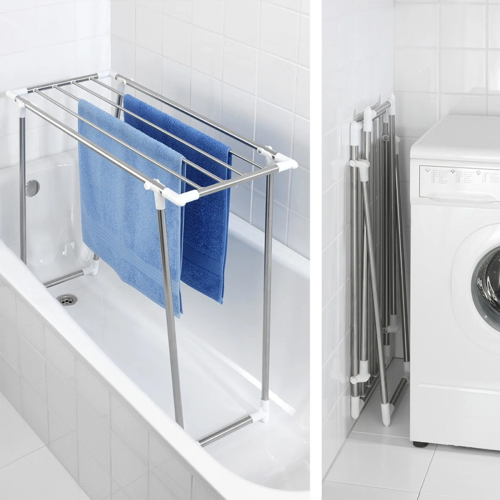 WENKO Profi Single Wäschetrockner, 5,50 m Trockenlänge, platzsparend für Balkon & Badewanne 3