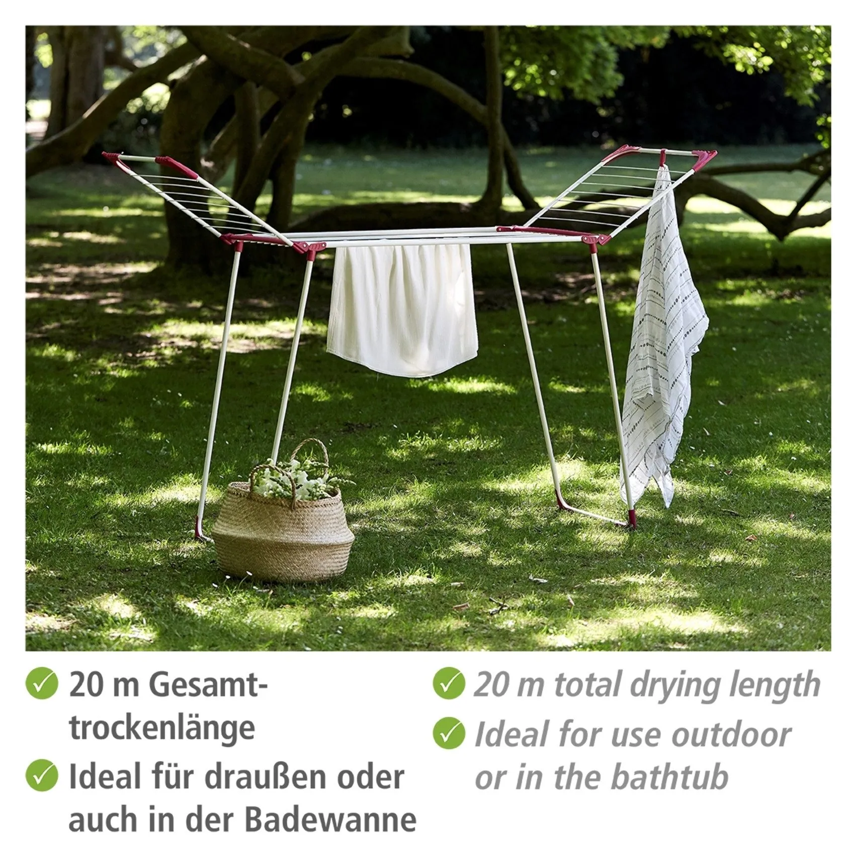 WENKO Wäscheständer Summer Dry, 13 m Trockenlänge, platzsparend und stabil 2