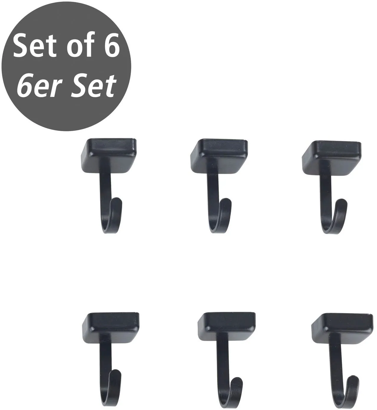 WENKO Jet Wandhaken, 6er Set, magnetisch, ohne Bohren, modernes Design 2