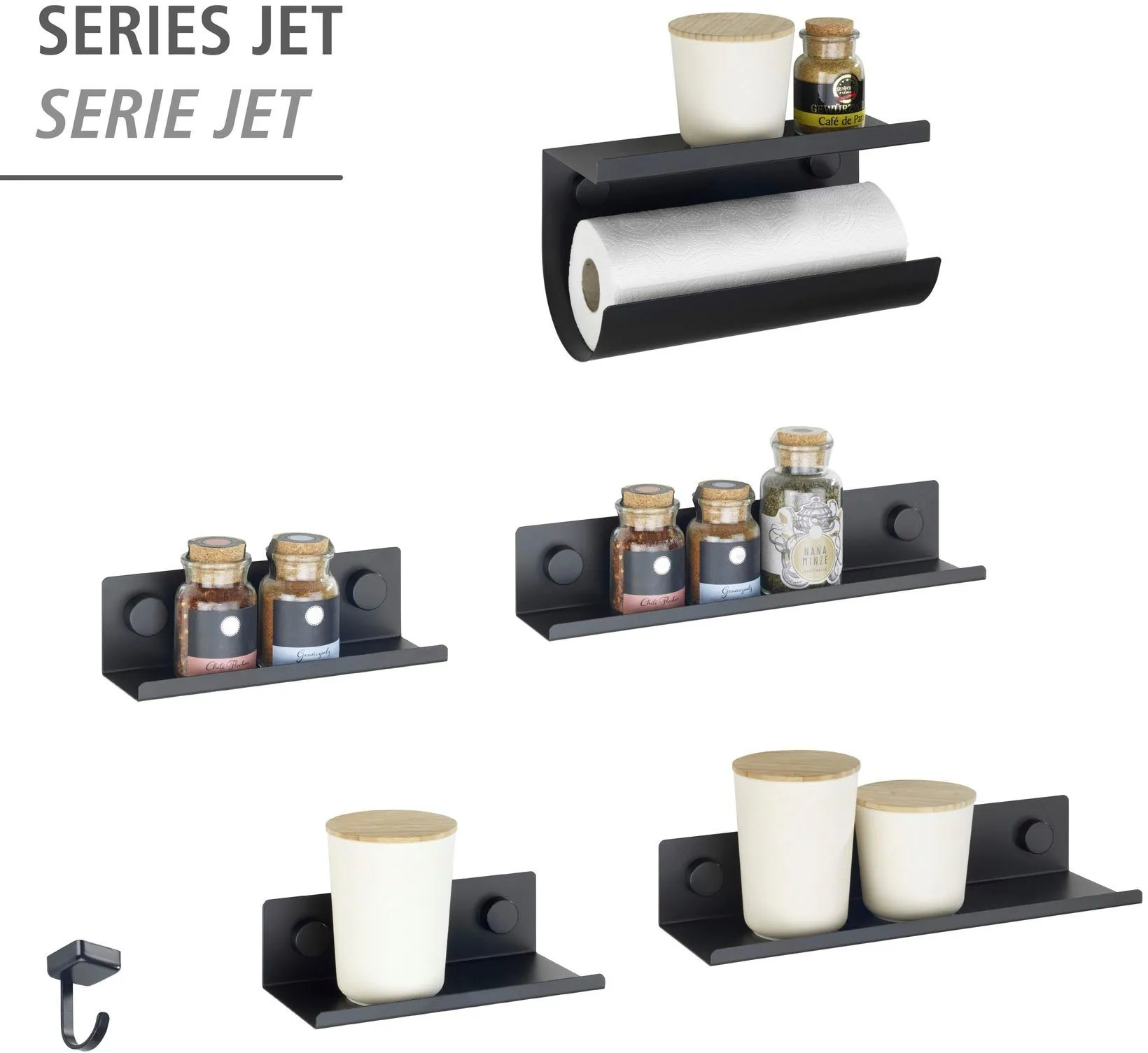 WENKO Jet Wandhaken, 6er Set, magnetisch, ohne Bohren, modernes Design 5