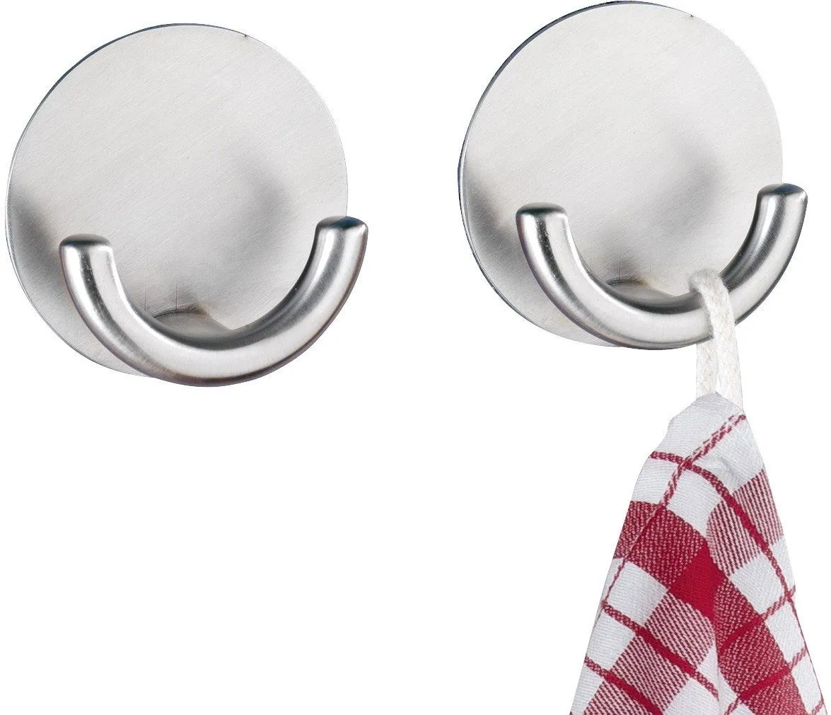 WENKO Wandhaken Rondo, mattierte Edelstahloberfläche, selbstklebend, rostfrei 2