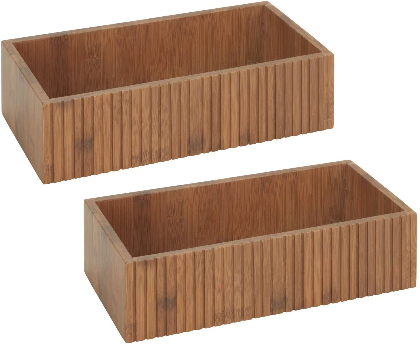 WENKO Mera Aufbewahrungsbox Set, rustikaler Bambus-Organizer für die Küche