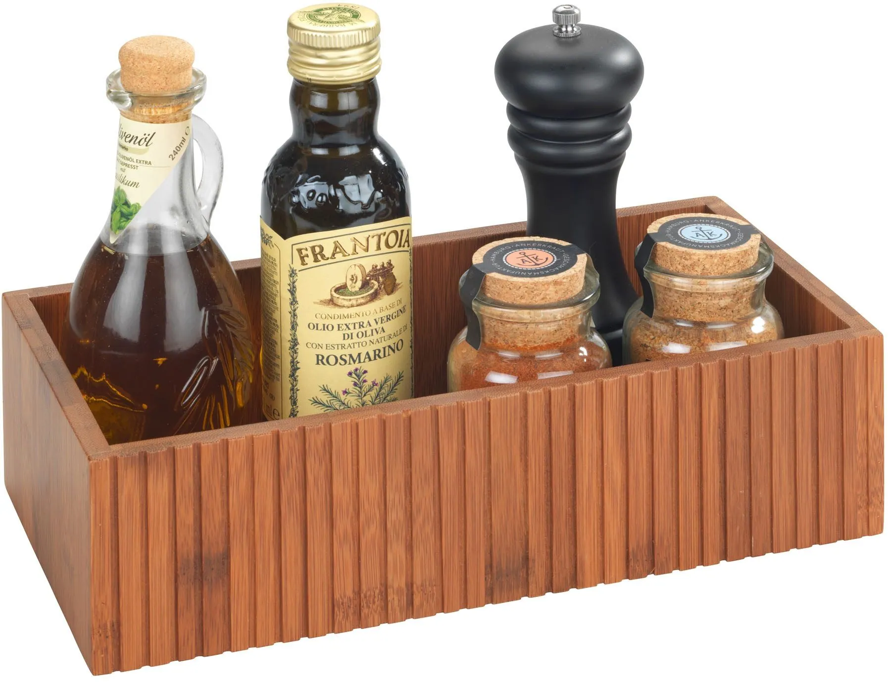 WENKO Mera Aufbewahrungsbox Set, rustikaler Bambus-Organizer für die Küche 3